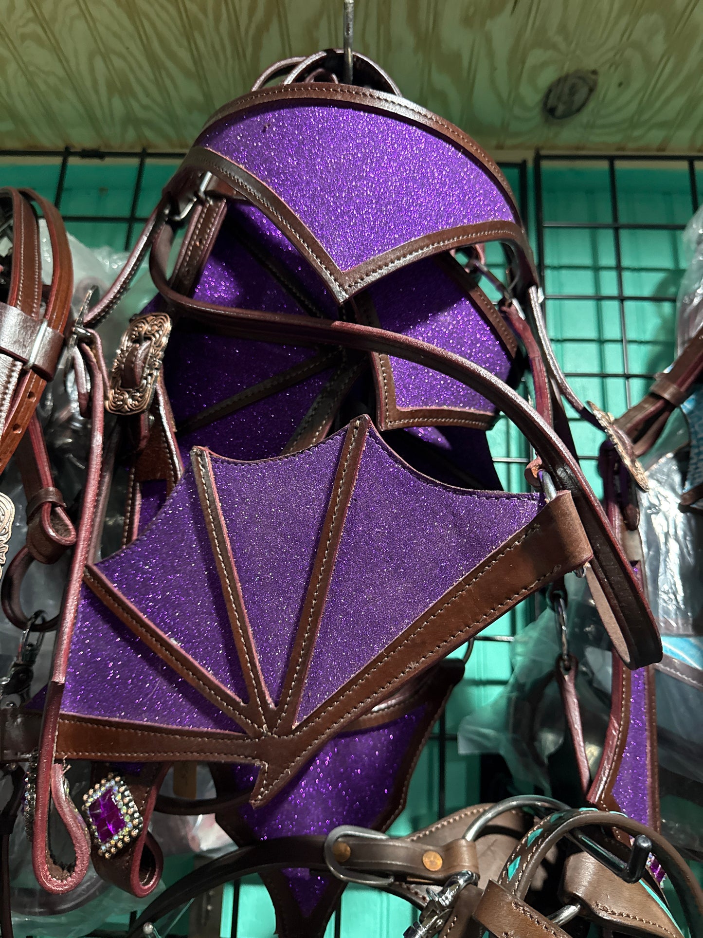 READY TO SHIP- Purple Glitter Sparkle Dragon Tack set