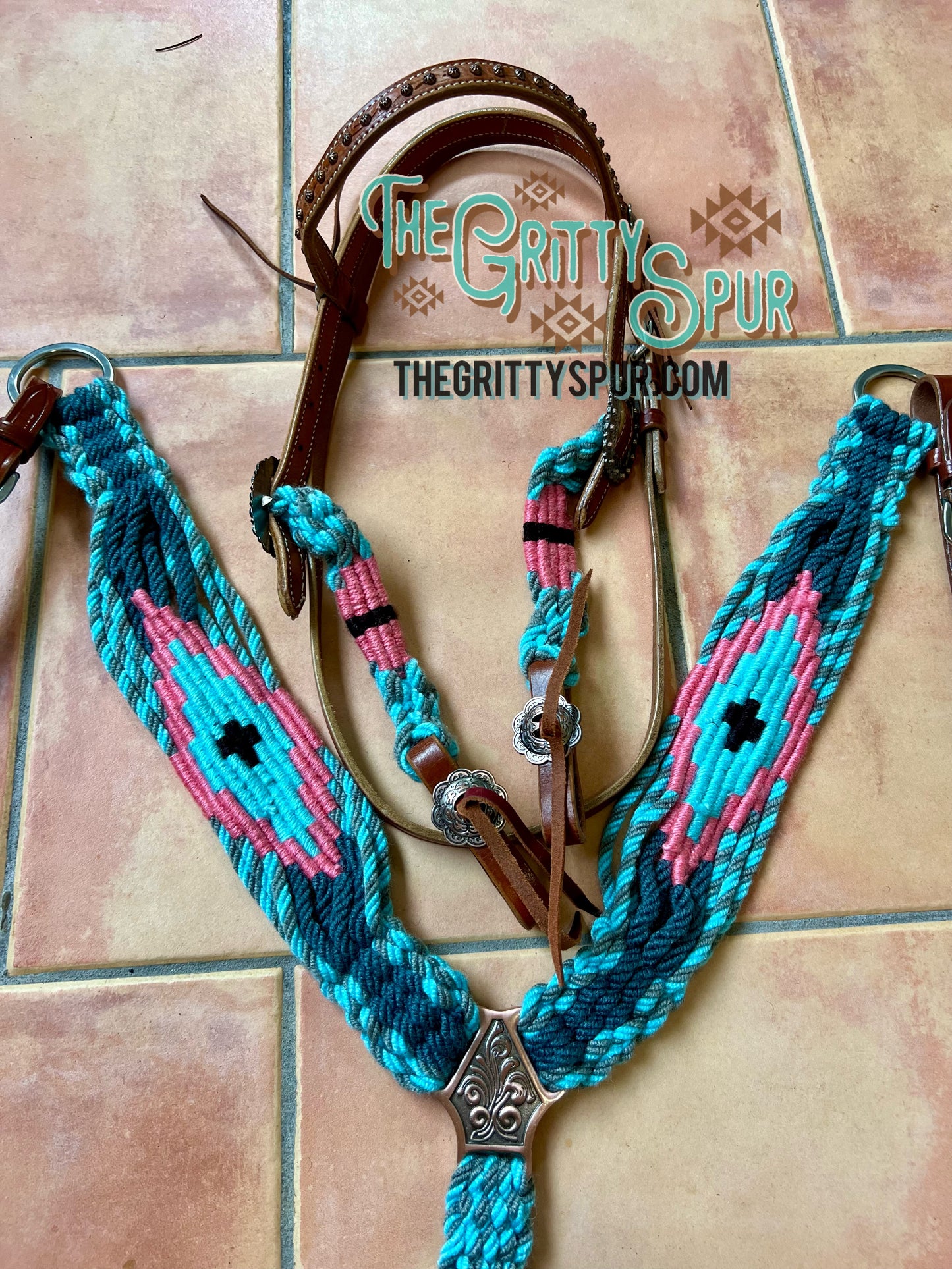 Tropical Corded Mohair Browband Headstall and Breastcollar Set