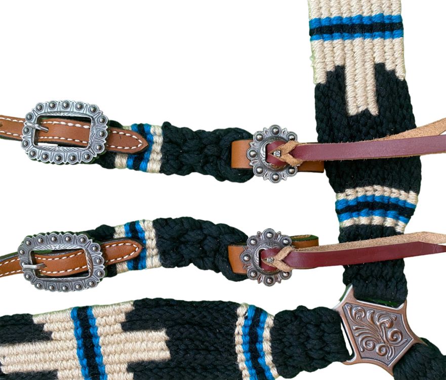 PONY Black, cream and blue corded tack set