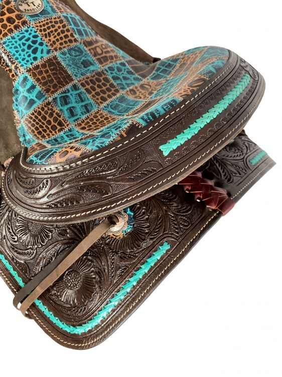 12" barrel saddle teal and gator