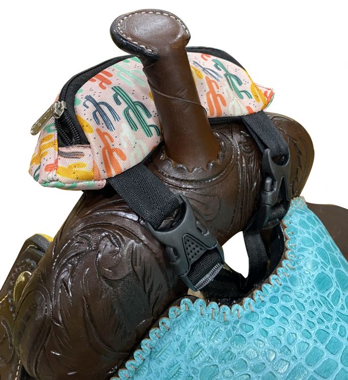 Pink Cactus Print Insulated Nylon Saddle Pouch