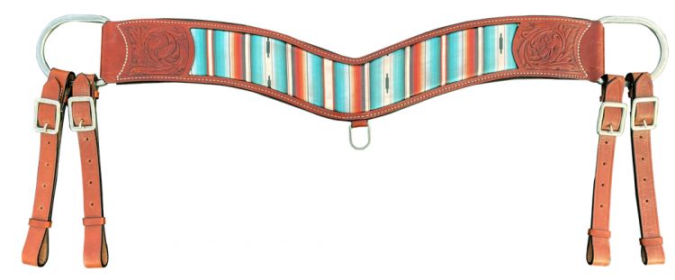 Serape Southwest print leather tripping collar
