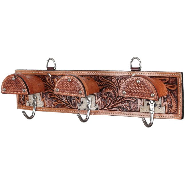 READY TO SHIP- Leaf & Hide Leather Wall Hook Rack Bridle Hooks