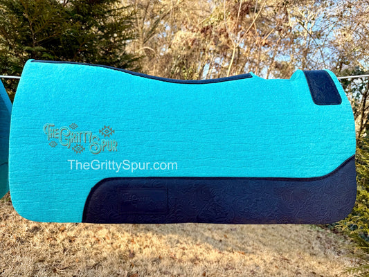 READY TO SHIP- Aqua 100% Wool Saddle Pad (choose details inside)