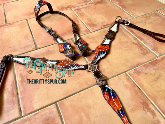 PRE ORDER- Feather Tack Set with White Gator Inlay