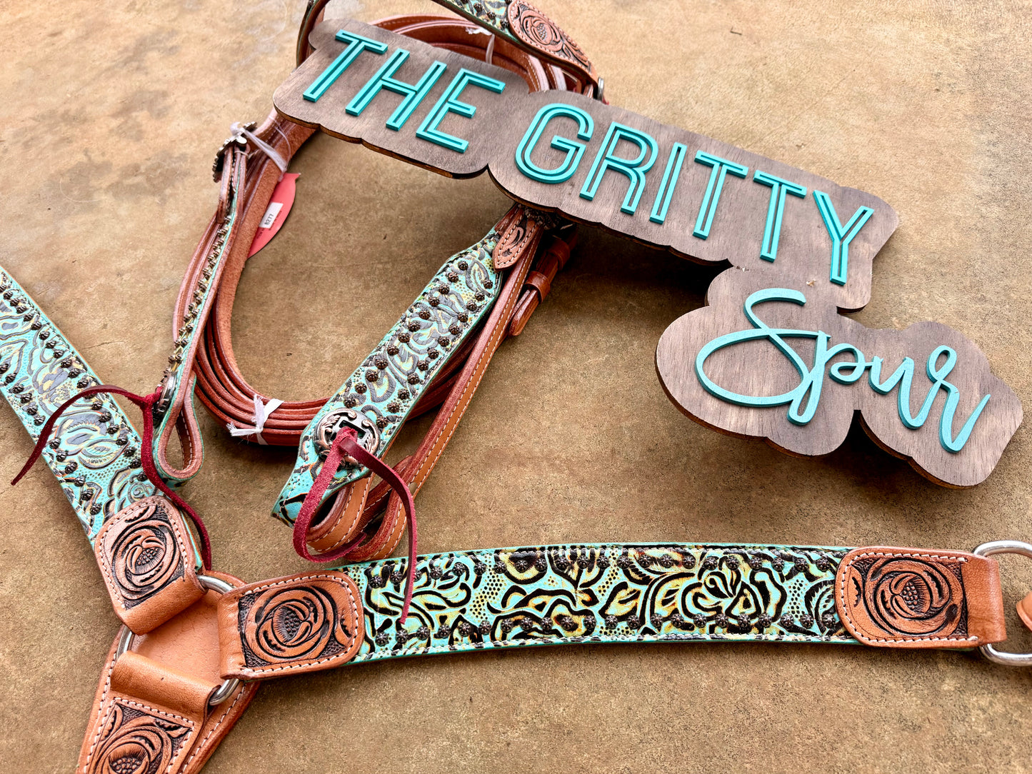 READY TO SHIP- Rustic Rose Browband Headstall and Breastcollar Set