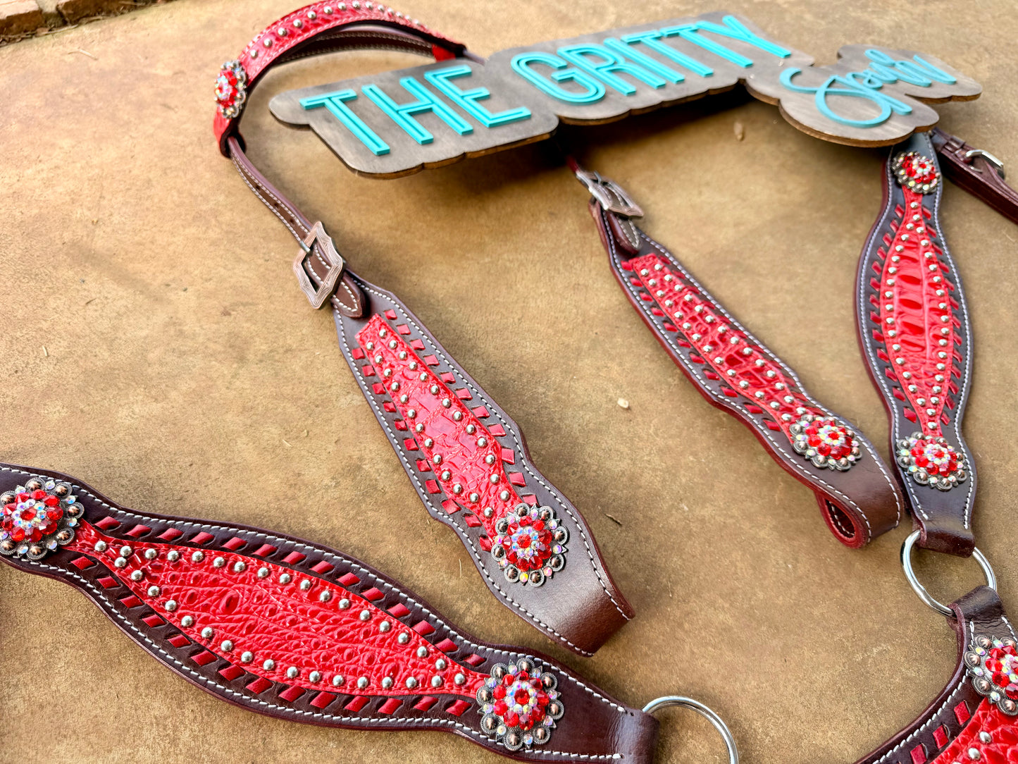 READY TO SHIP- Red Gator Tack Set