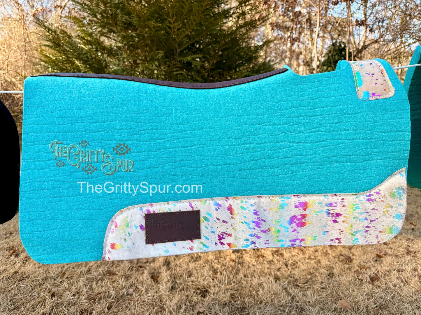 READY TO SHIP- Aqua 100% Wool Saddle Pad (choose details inside)