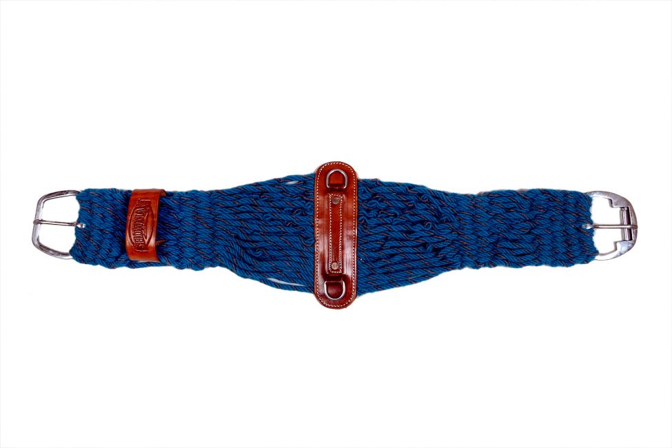 Blue Mohair double weave string roper girth