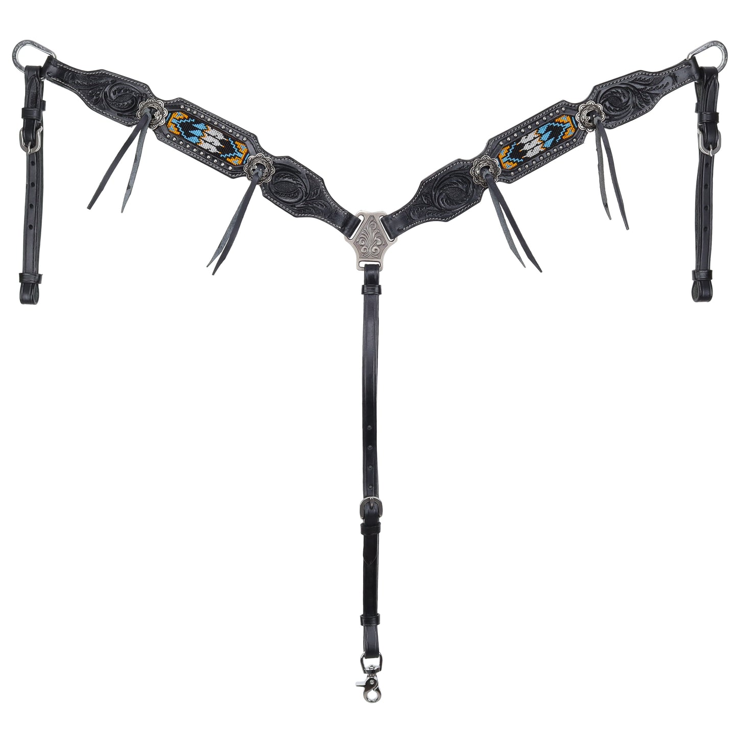 Sacred Feather Beaded Browband Headstall and Breastcollar Set