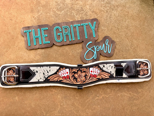 READY TO SHIP- Poker Cowhide Leather Girth