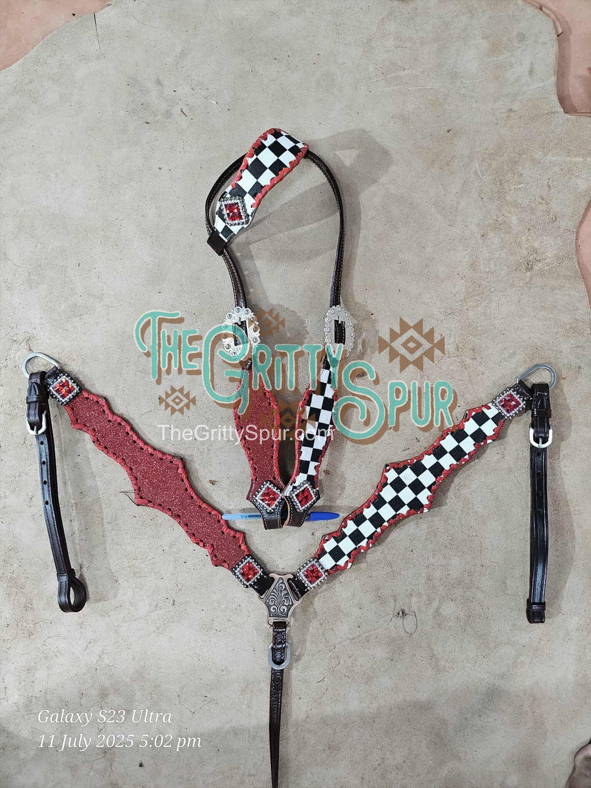 READY TO SHIP- Checker with red glitter tack set