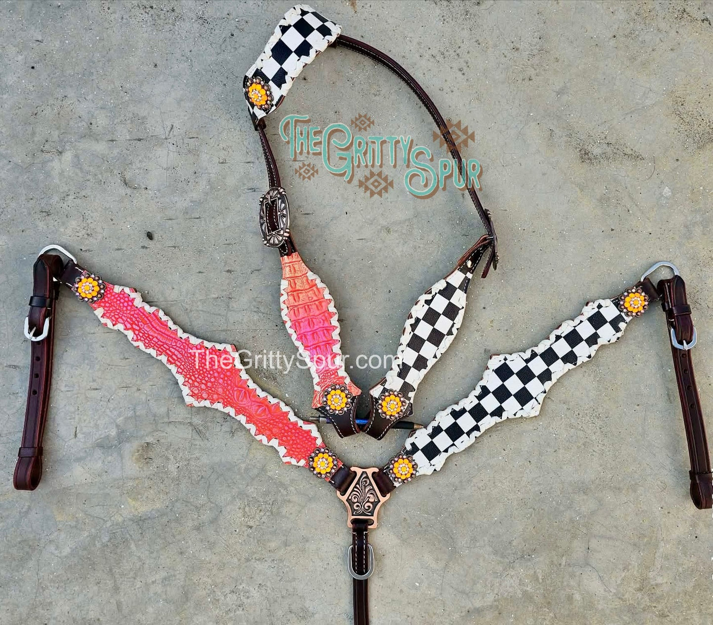 PRE ORDER- Checker with Half Coral Gator Tack Set