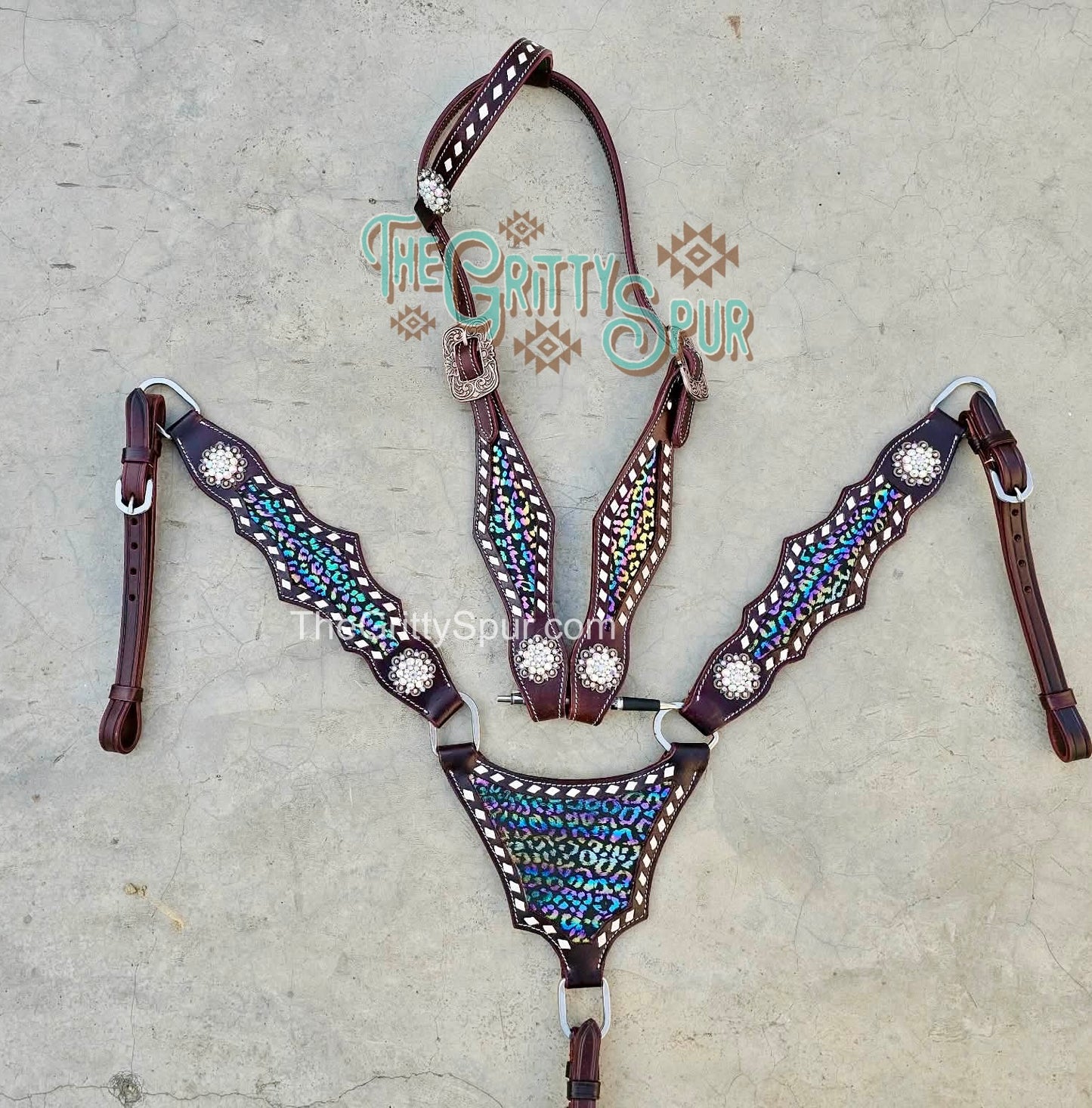 PRE ORDER- Dark Metallic Cheetah Tack Set