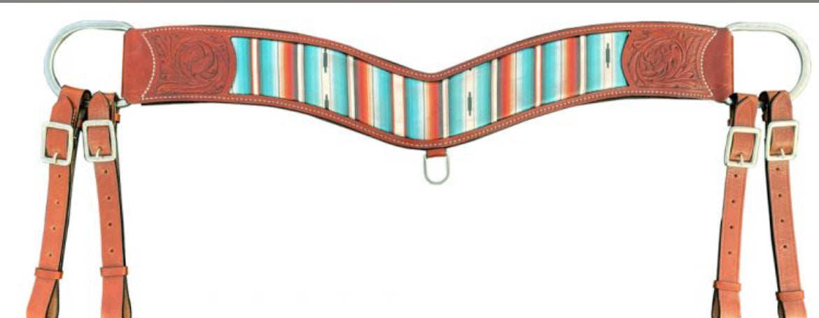 Serape Southwest print leather tripping collar