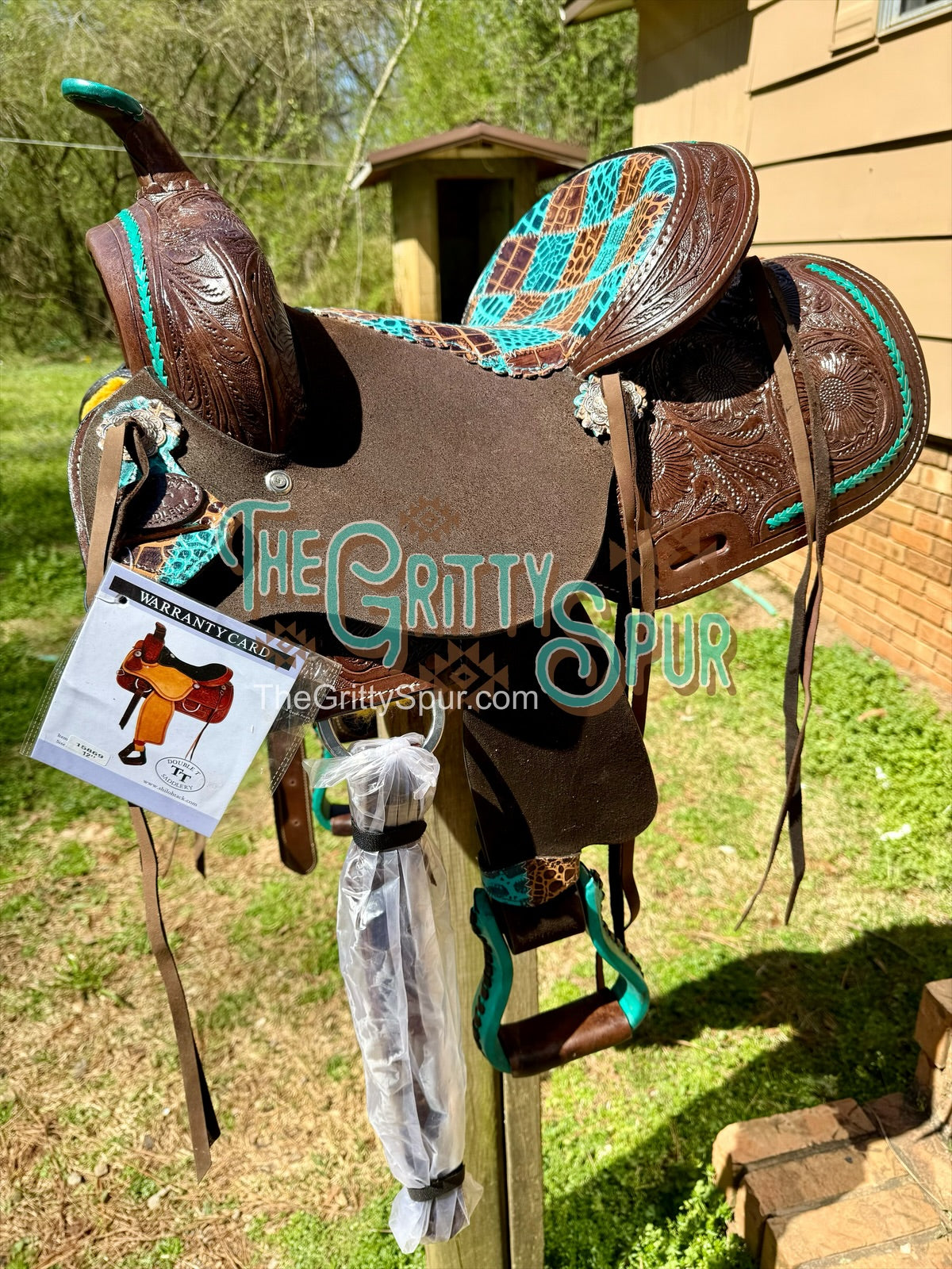 12" barrel saddle teal and gator