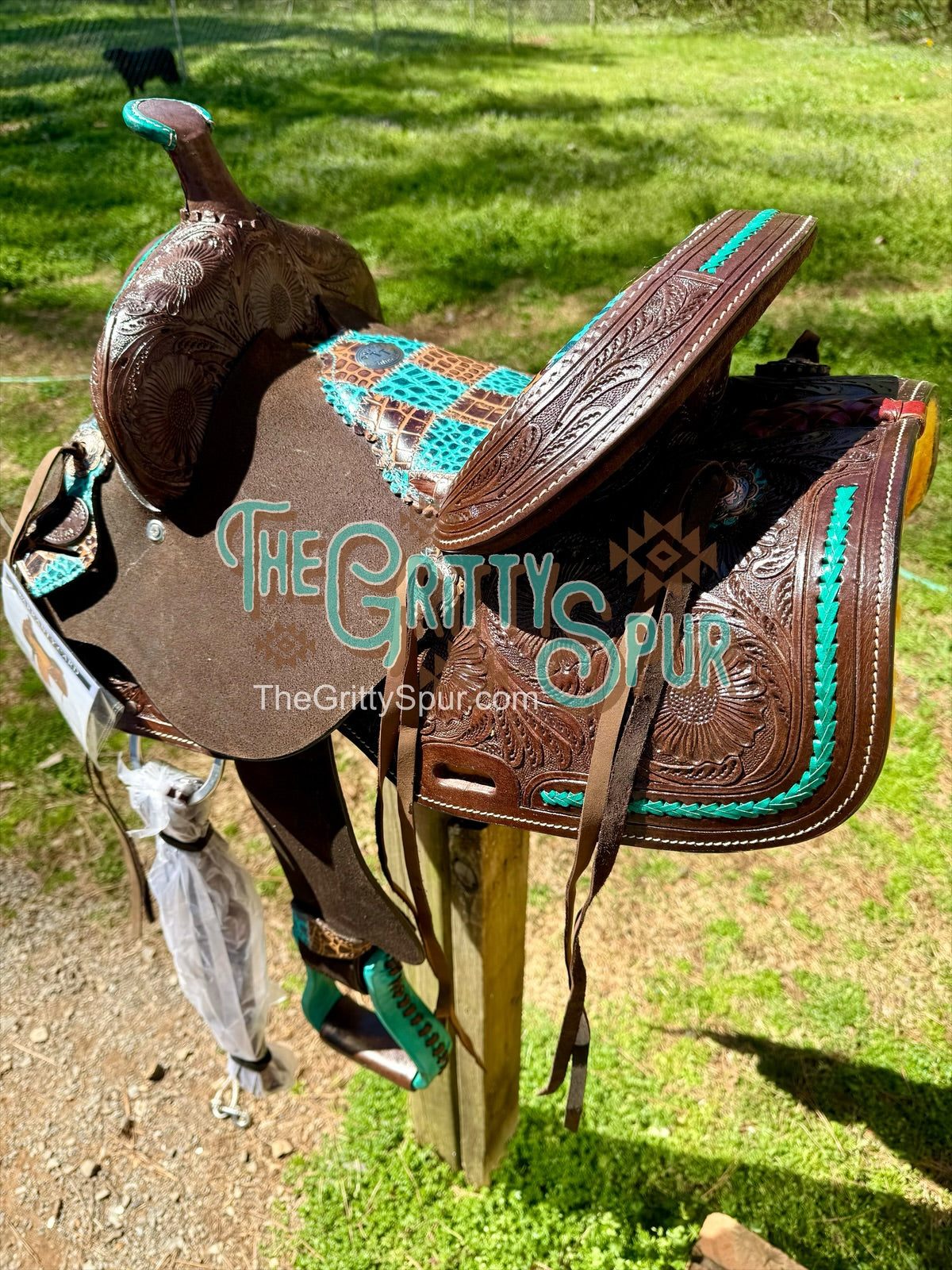 12" barrel saddle teal and gator