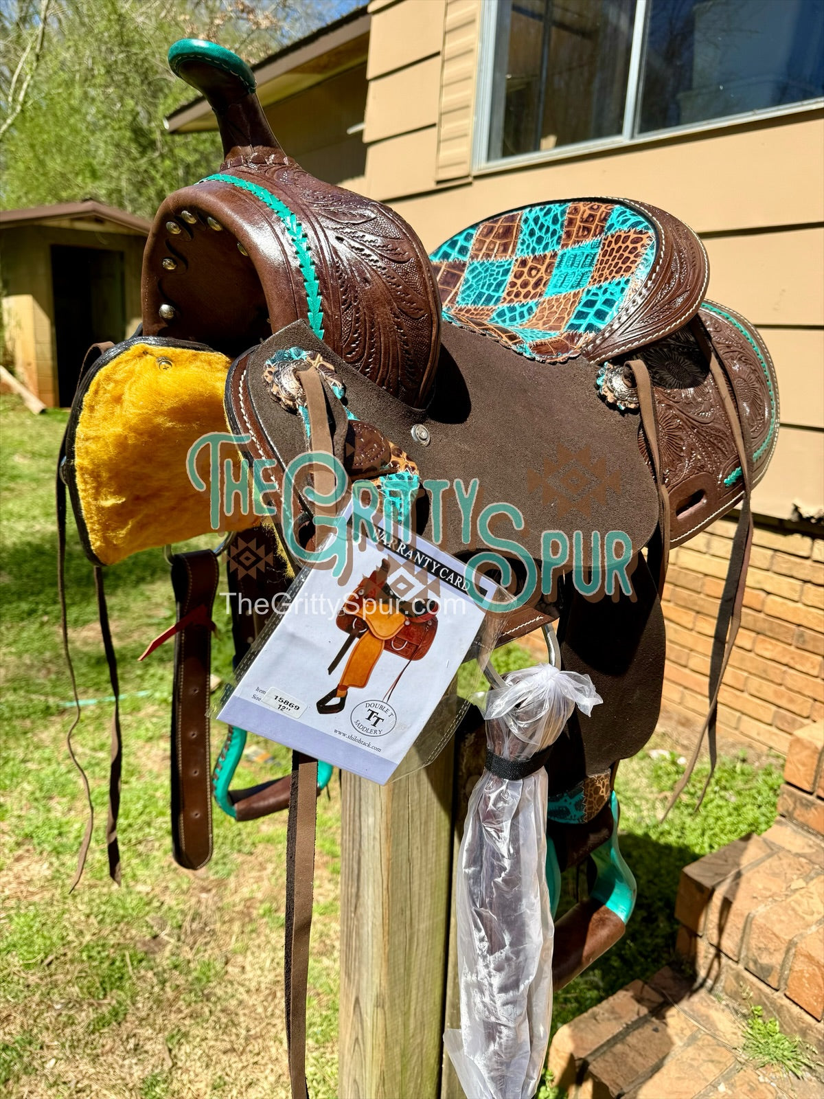 12" barrel saddle teal and gator