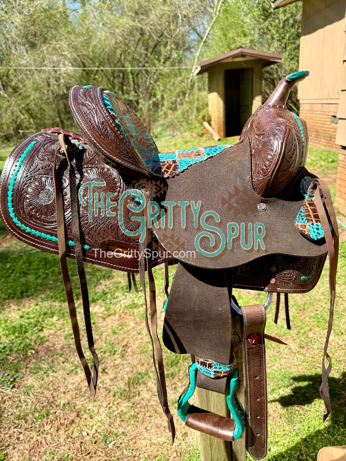 12" barrel saddle teal and gator