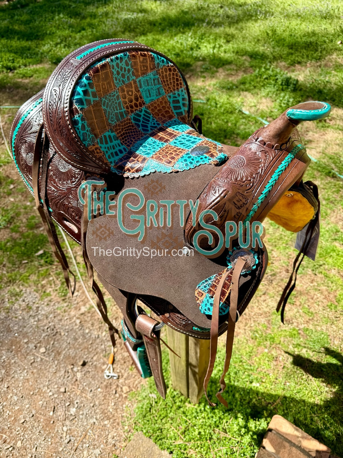 12" barrel saddle teal and gator