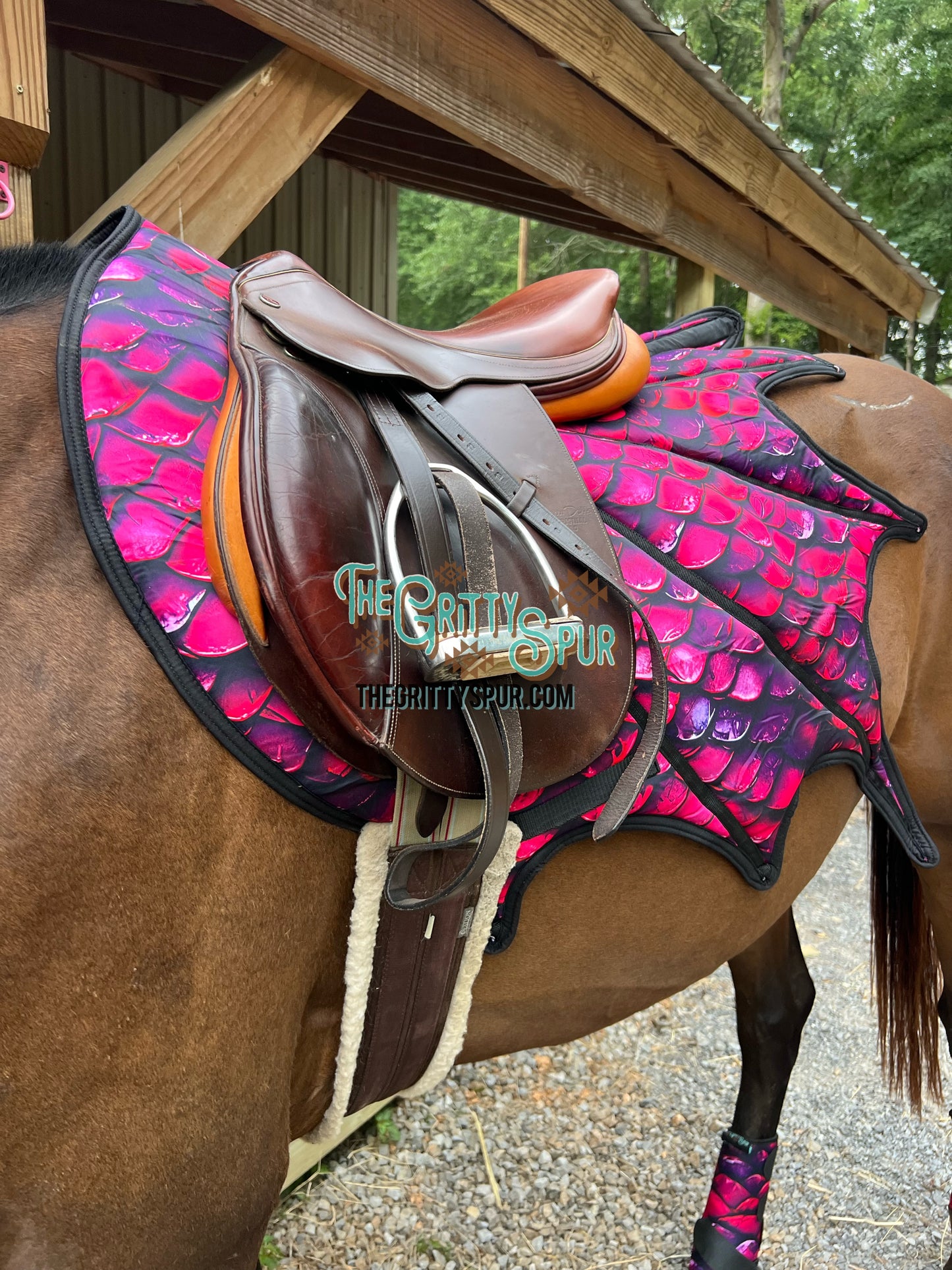 IN STOCK QUANTITIES- Dragon shape saddle pad- choose your color!