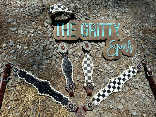 Pre order- Checker with black alligator tack set