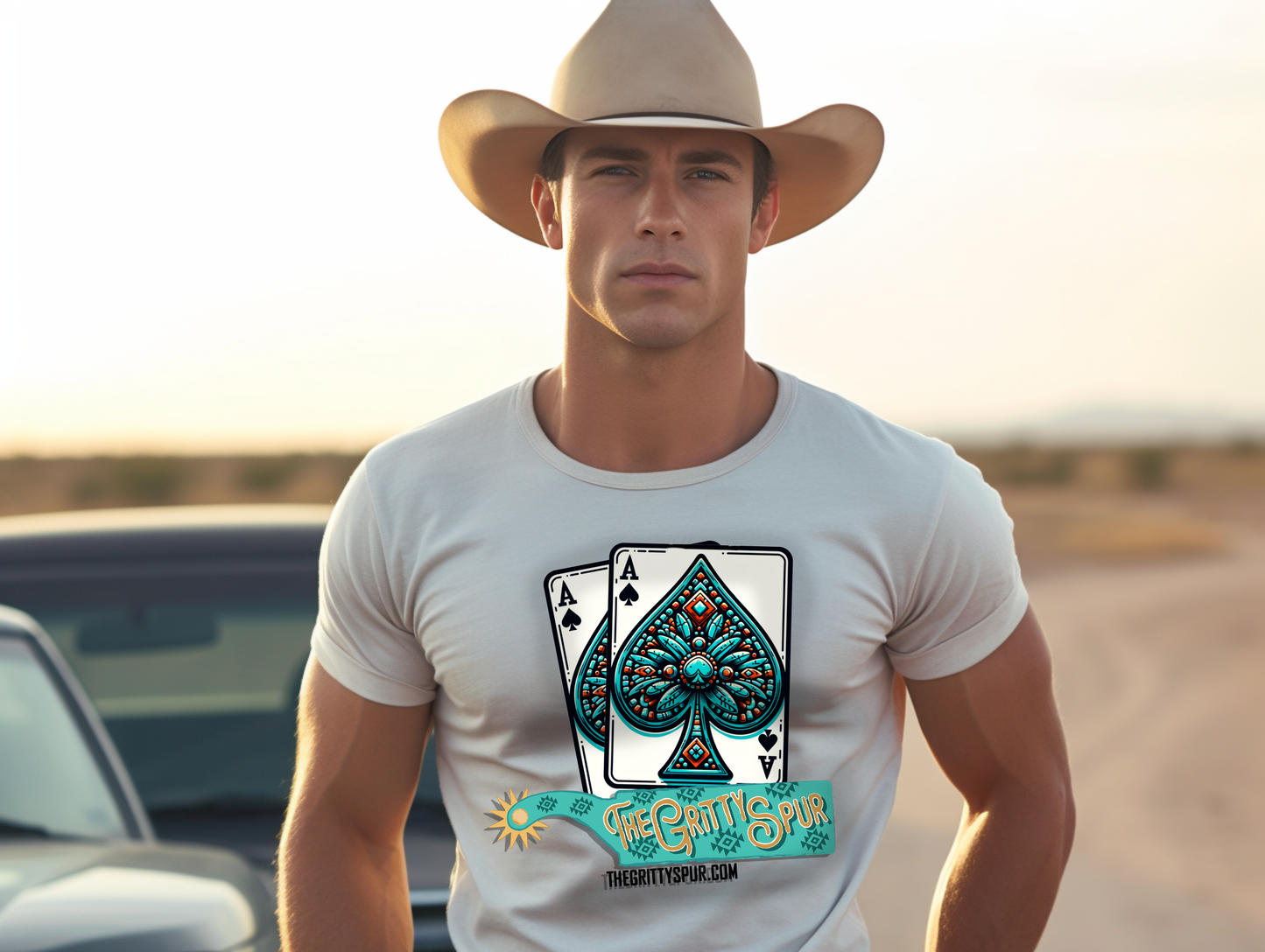 The Gritty Spur Apparel- Turquoise Spade Poker