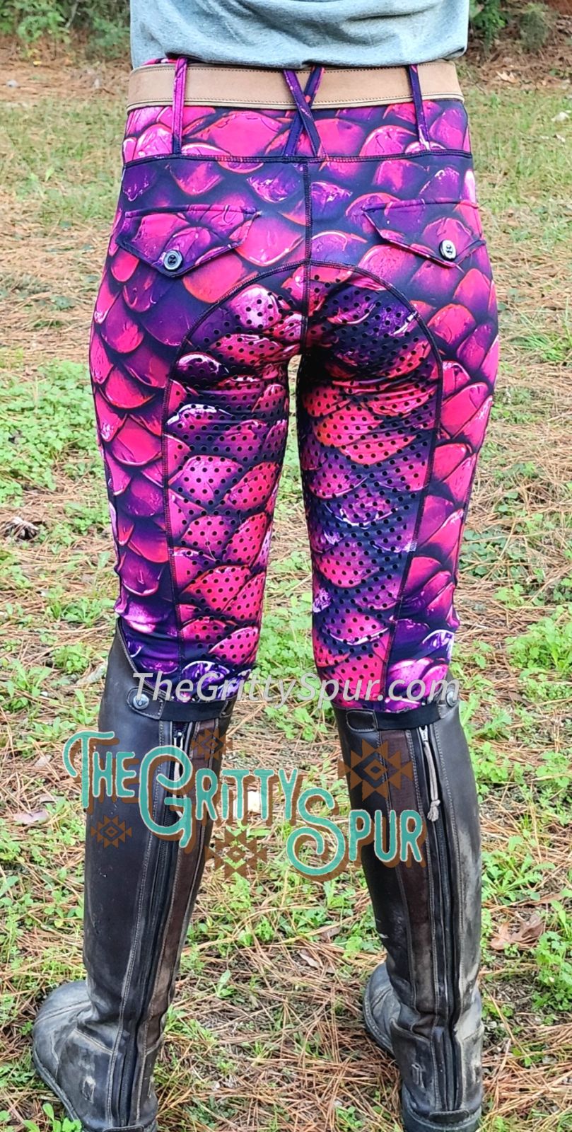 PRE ORDER- Gritty Spur brand leggings/breeches in pink dragon ๐