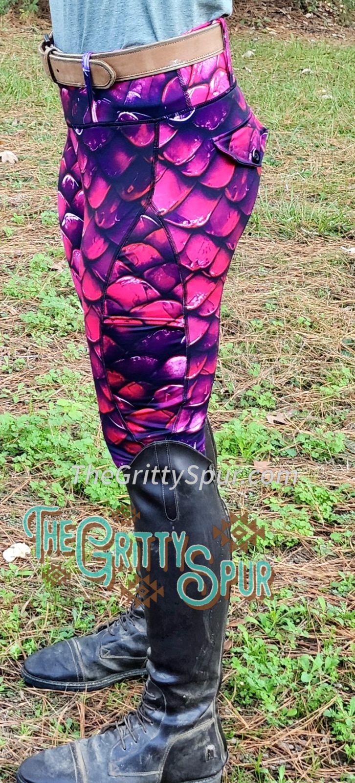 PRE ORDER- Gritty Spur brand leggings/breeches in pink dragon ๐
