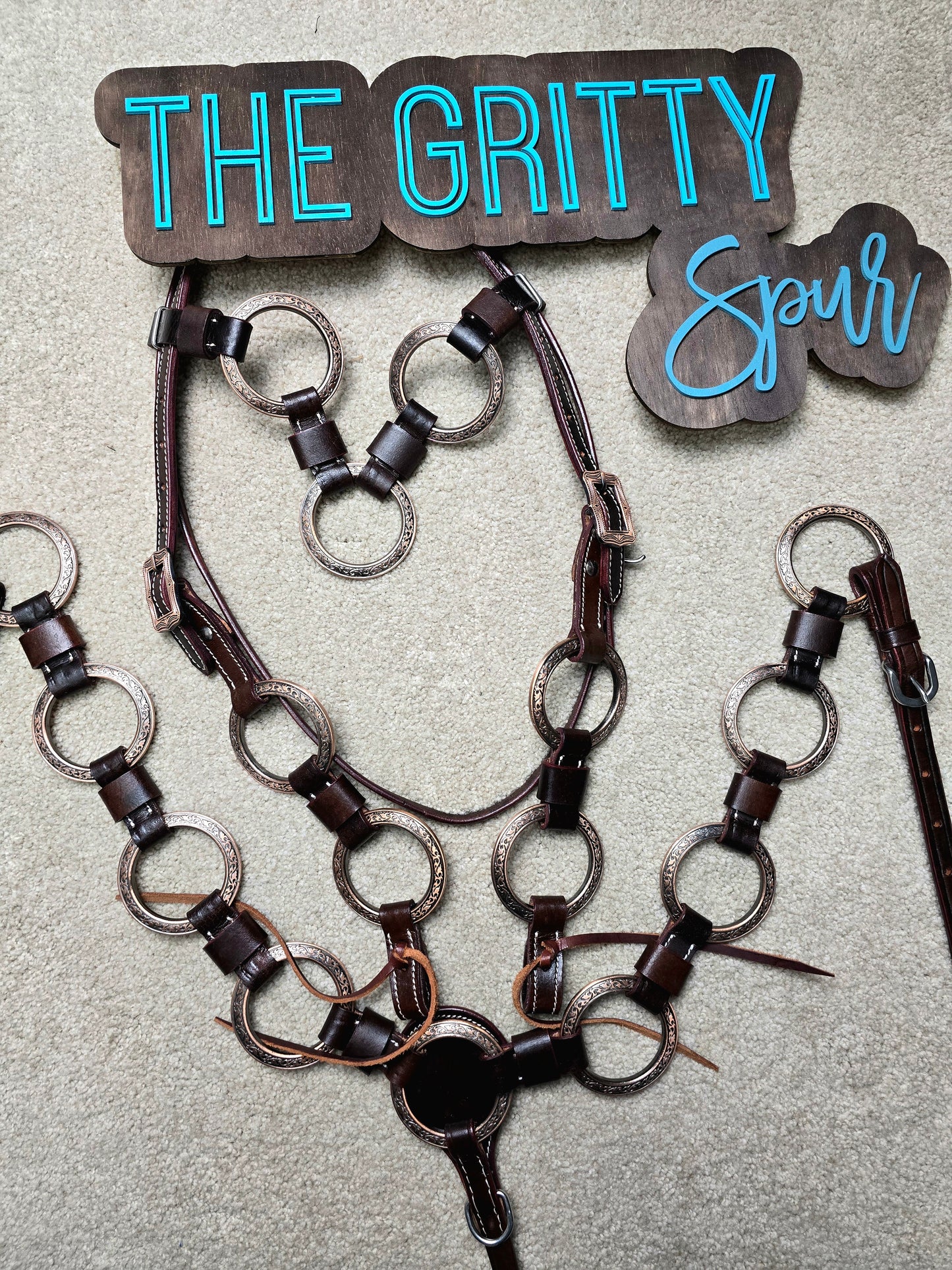 PRE ORDER- Ring Tack Set (dark oil one ear without concho IN STOCK)
