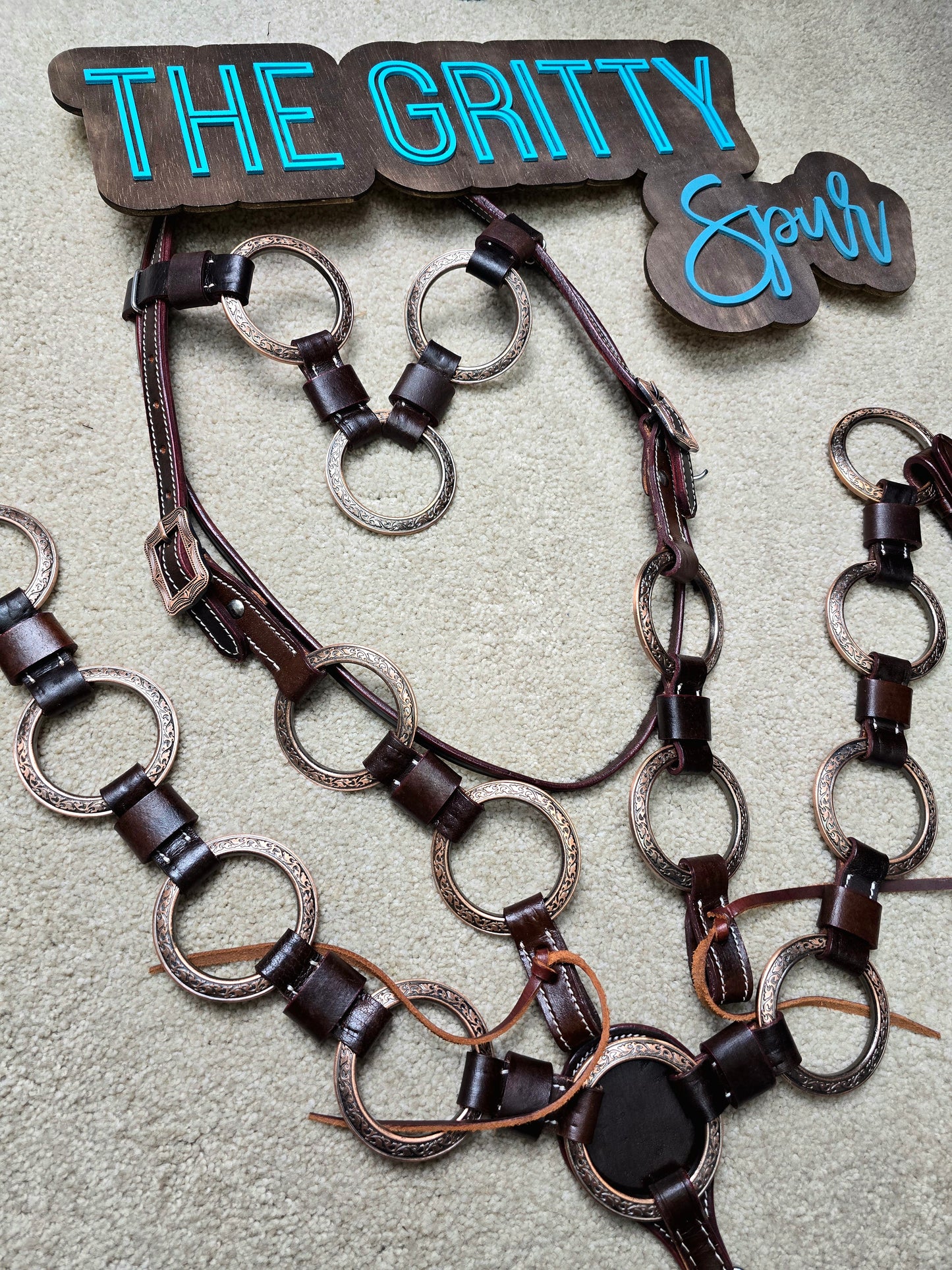 PRE ORDER- Ring Tack Set (dark oil one ear without concho IN STOCK)