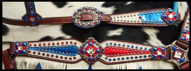 Red white blue patriotic fringe tack set