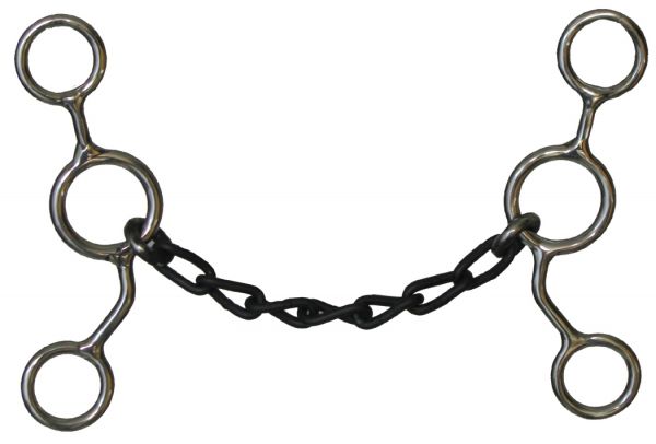 JR Cow-horse bit with 5" cheeks. 5" sweet iron chain mouth