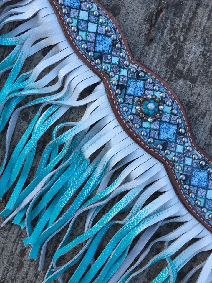 Mint Blue diamond fringe tack set