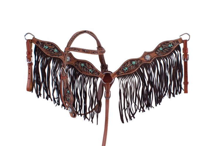 Painted teal arrow pony tack set