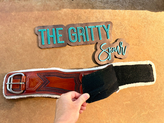 READY TO SHIP- Tooled edge leather girth