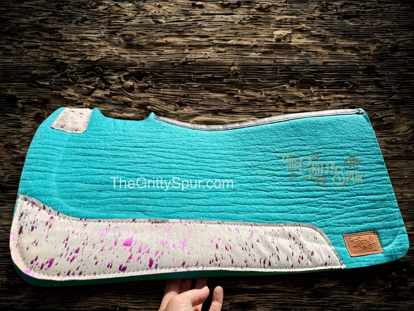 READY TO SHIP- Aqua 100% Wool Saddle Pad (choose details inside)