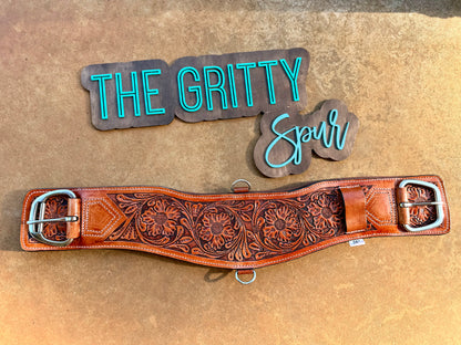 READY TO SHIP- Tooled Floral Leather Girth