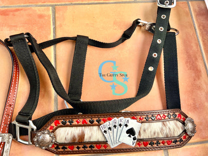 'Royal Flush' Black Nylon Bronc Nose Halter