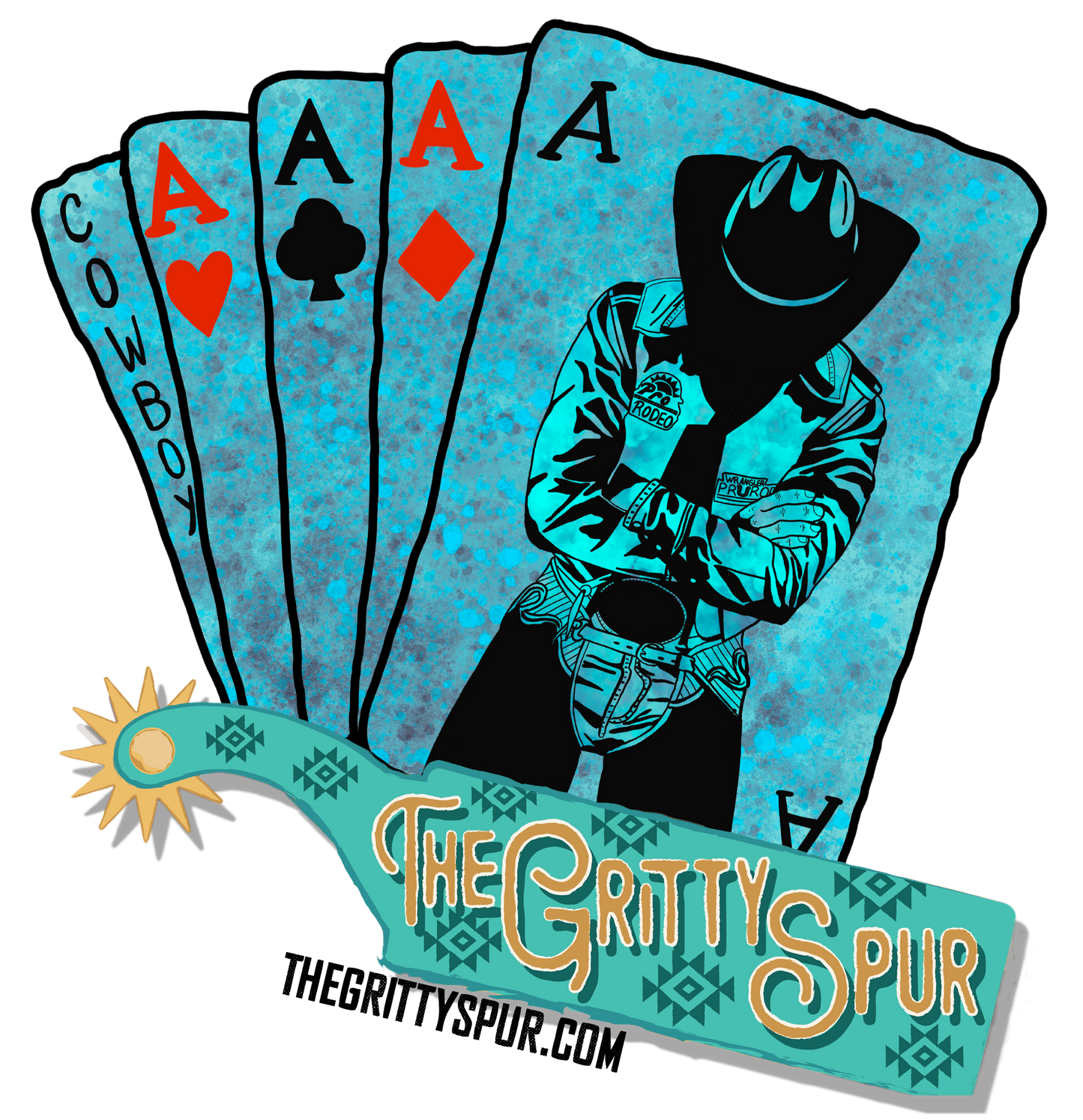 The Gritty Spur Apparel- Teal Poker