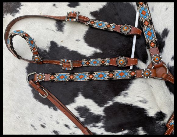 Beaded SouthWest Design 4 piece tack set