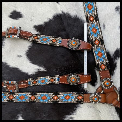 Beaded SouthWest Design 4 piece tack set