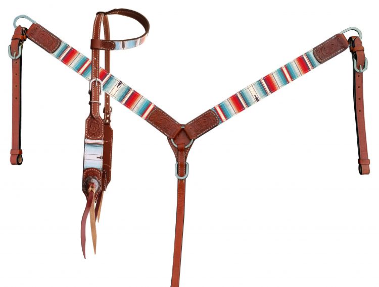 Serape Southwest Print One Ear Headstall and Breastcollar Set