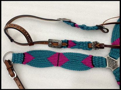 Corded tack set pink and teal southwest design