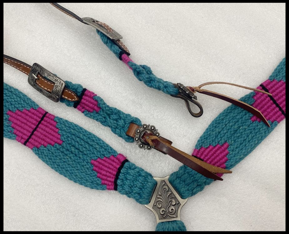 Corded tack set pink and teal southwest design