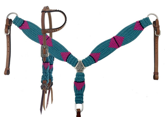 Corded tack set pink and teal southwest design