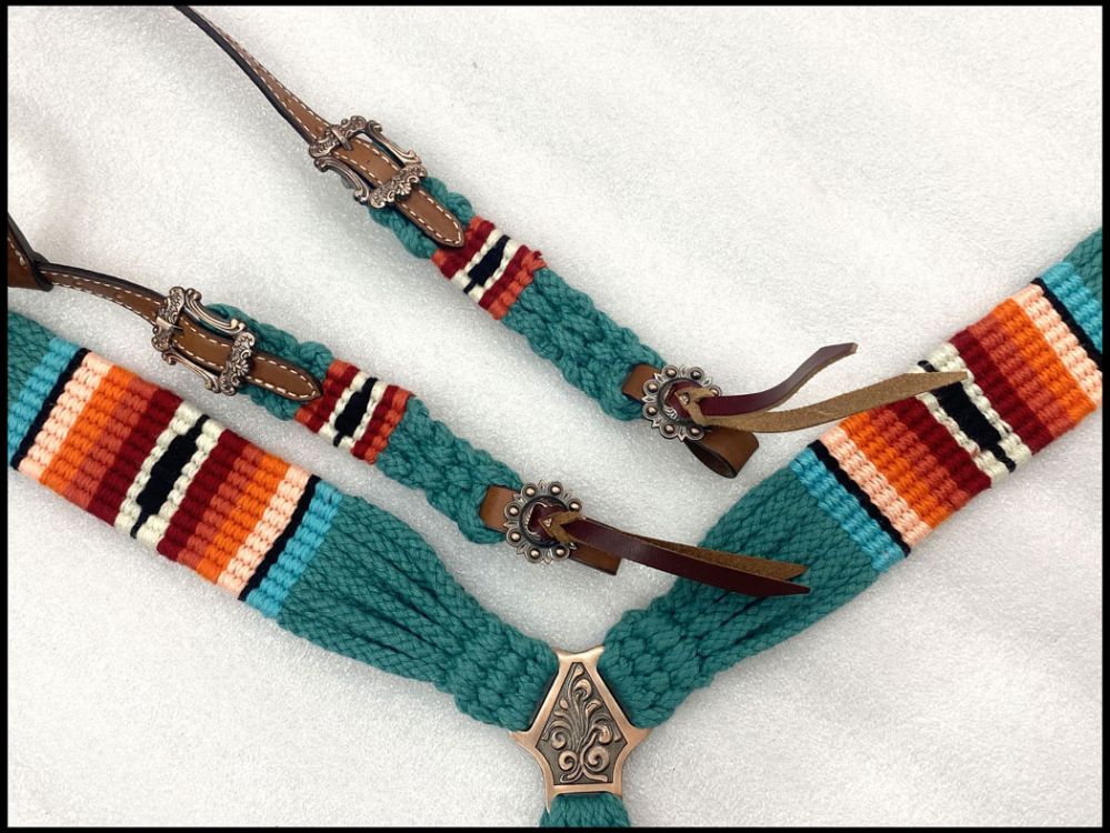 Corded sunset teal tack set