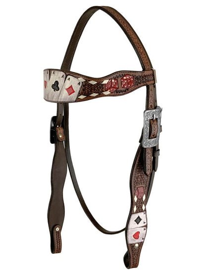 Rider's Luck Tooled Leather Browband Headstall and Breast Collar Set