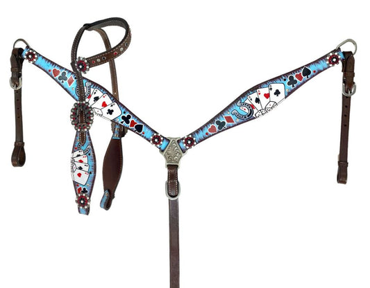 Poker card inspired tack set with blue