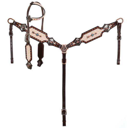 Limited Edition Thunderbird Rose One Ear Headstall and Breastcollar Set